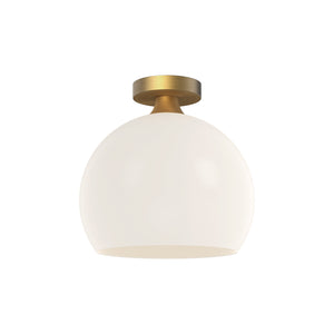 Castilla 12-in Matte Black/Opal Matte Glass 1 Light Flush Mount