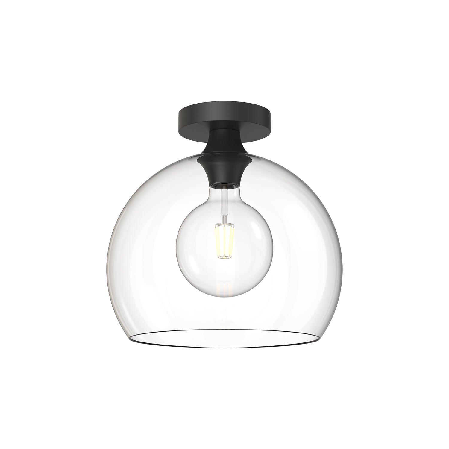 Castilla 12-in Matte Black/Opal Matte Glass 1 Light Flush Mount