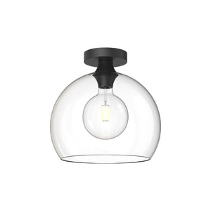 Castilla 12-in Matte Black/Opal Matte Glass 1 Light Flush Mount