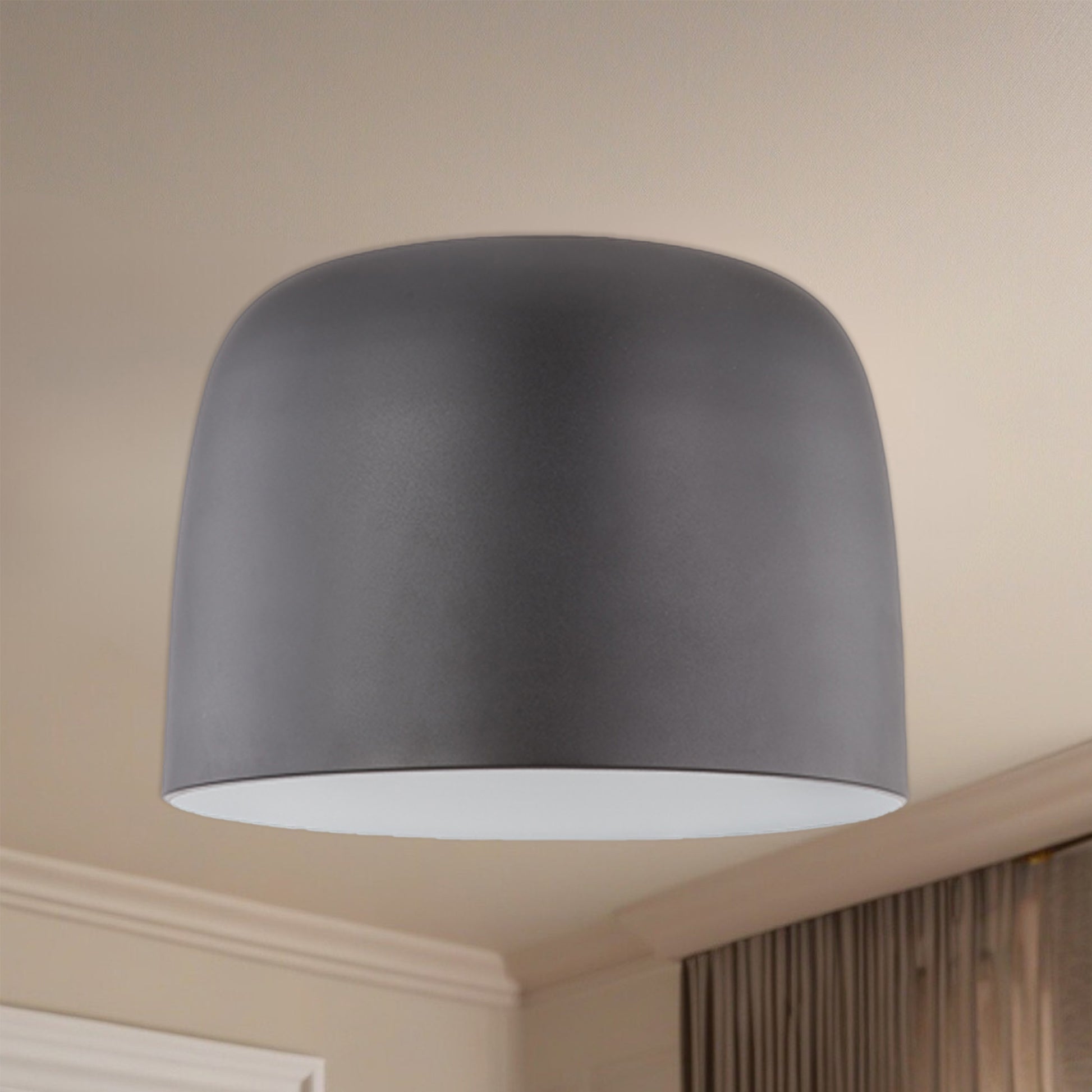 Cayne 12-in Black/White LED Flush Mount