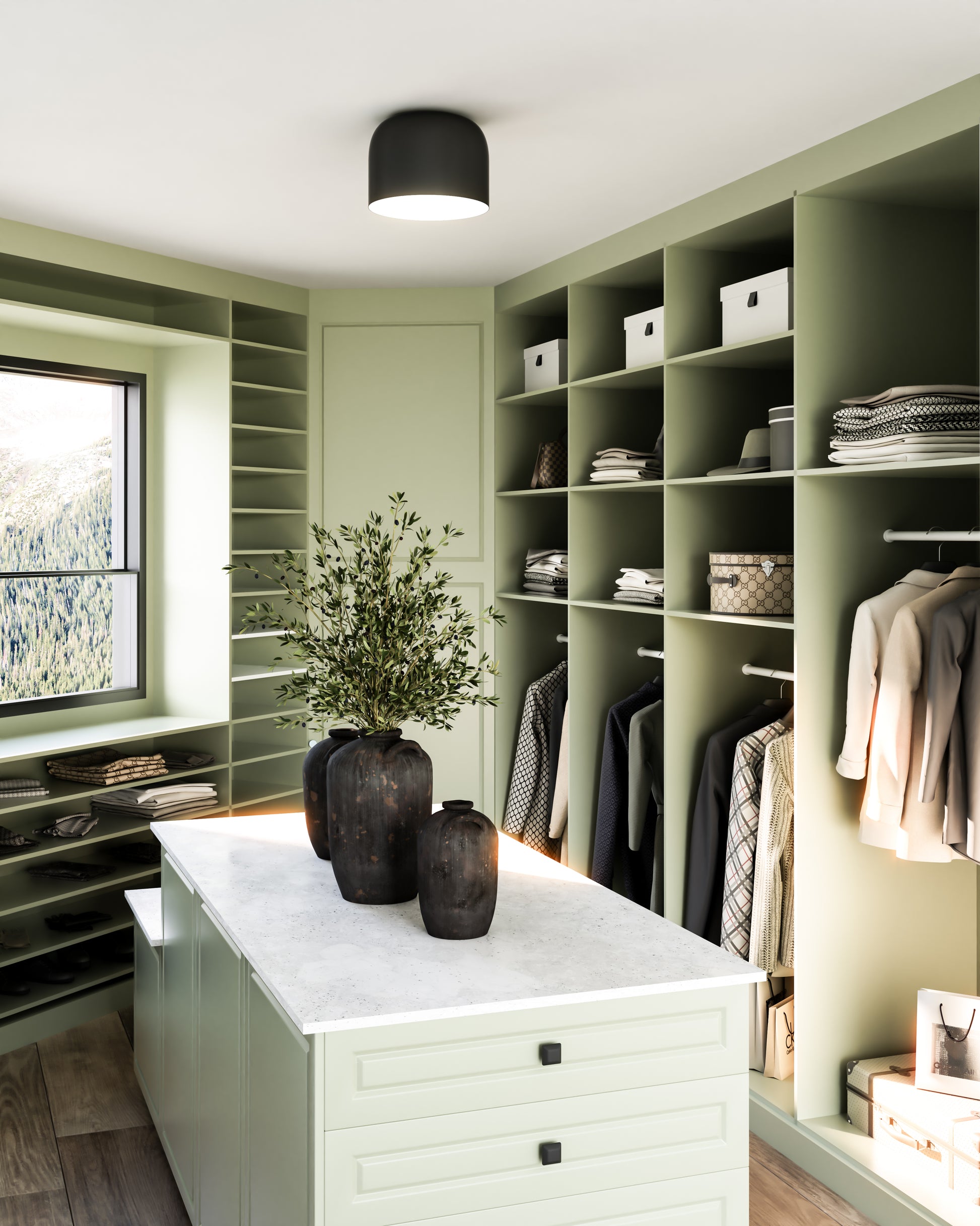 Cayne 12-in Black/White LED Flush Mount