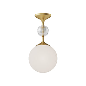 Celia 8-in Matte Black/Opal Glass 1 Light Semi Flush Mount