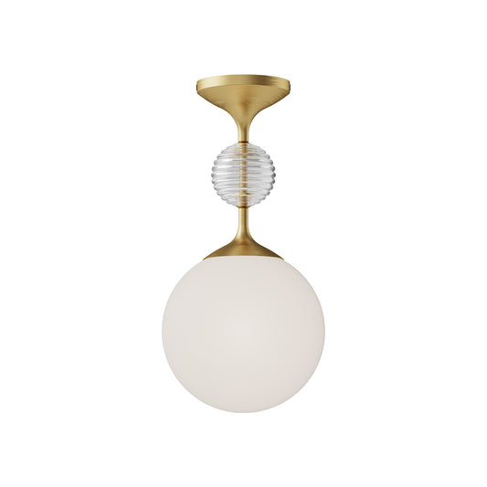 Celia 8-in Matte Black/Opal Glass 1 Light Semi Flush Mount