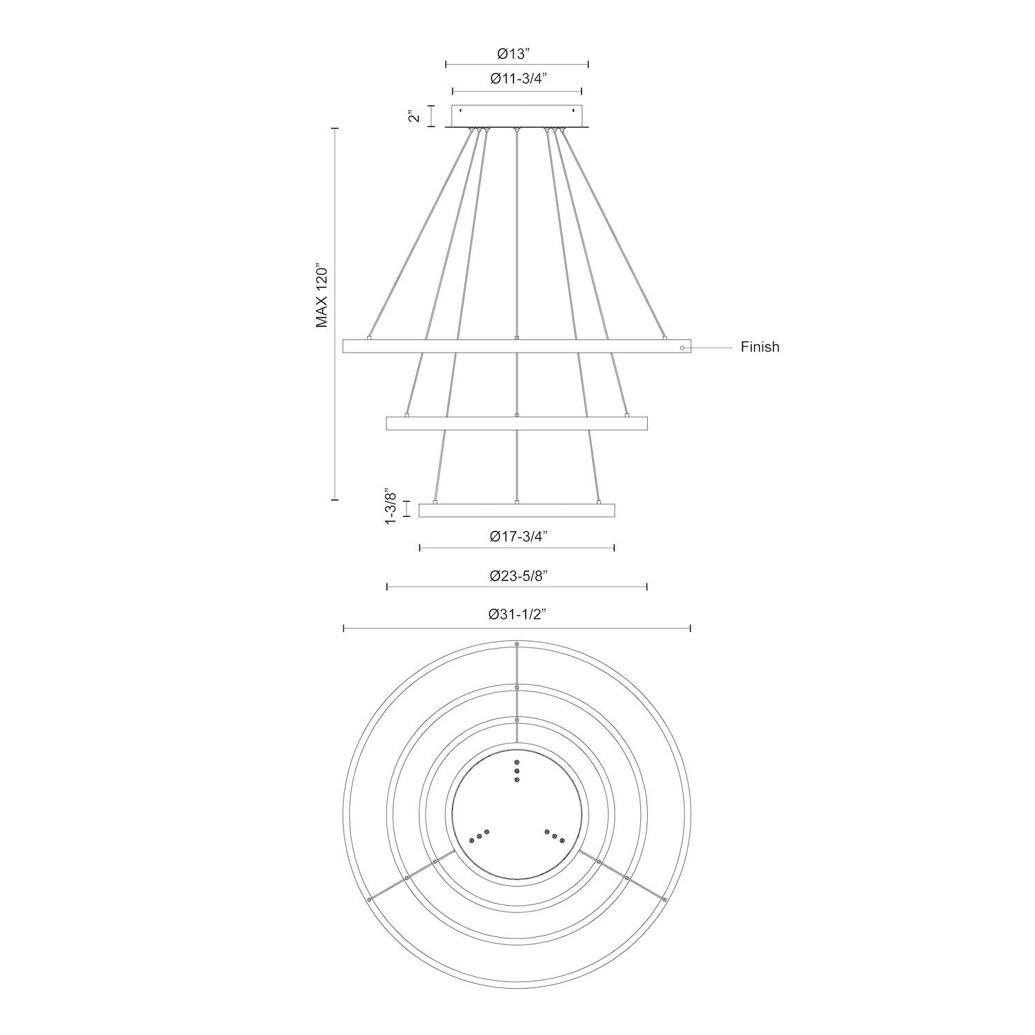 Cerchio 32-in Black LED Chandeliers