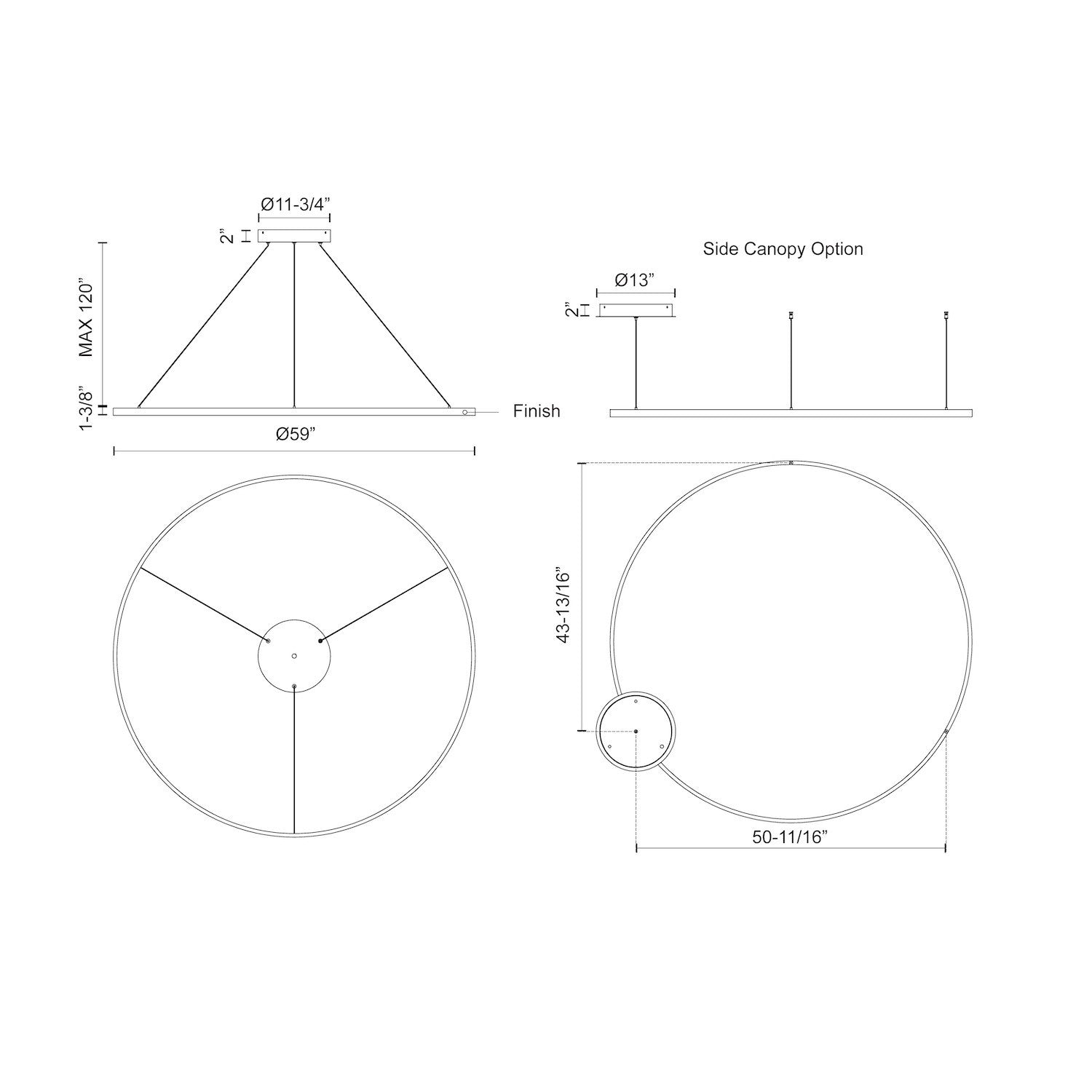 Cerchio 60-in Brushed Gold LED Pendant