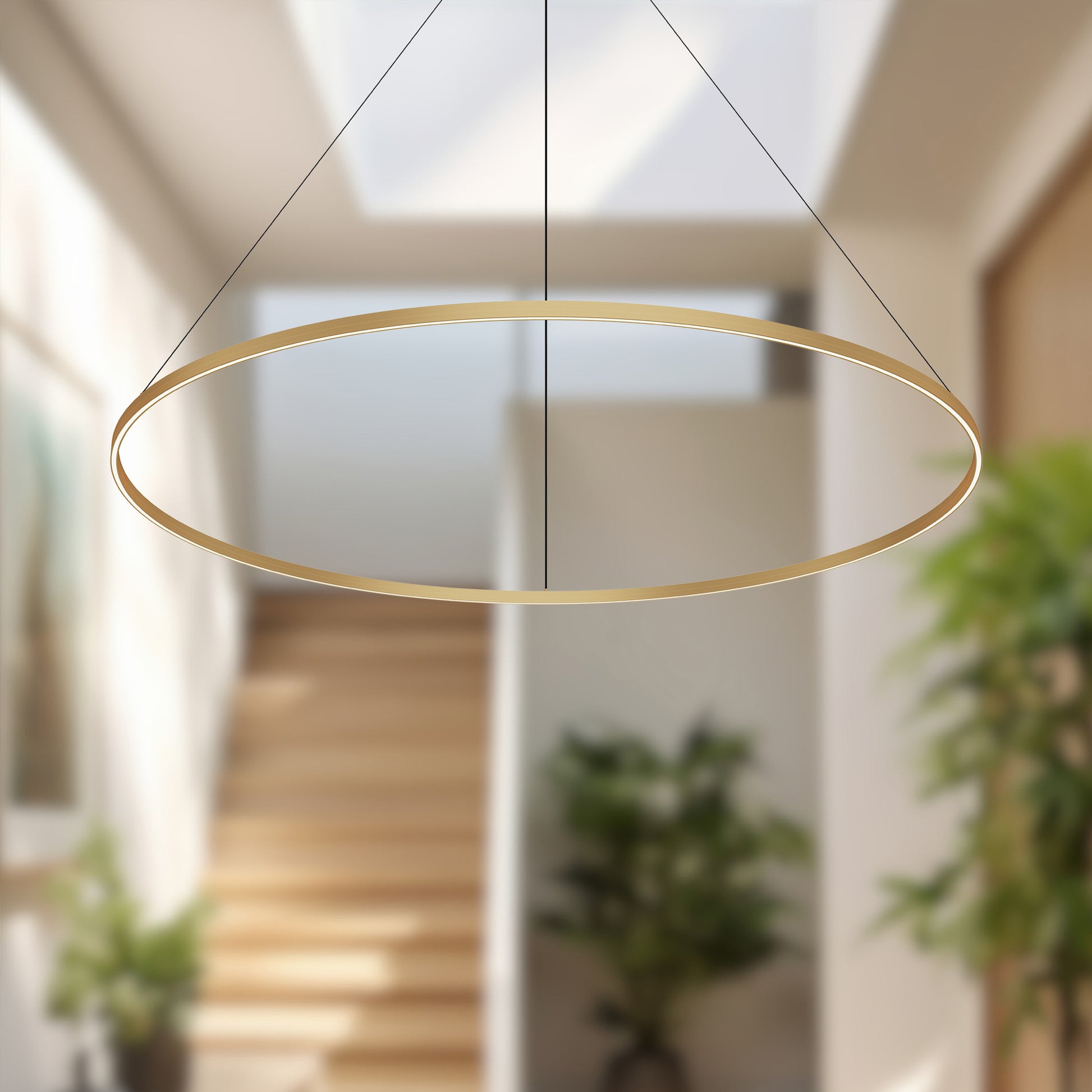 Cerchio 72-in Brushed Gold LED Pendant