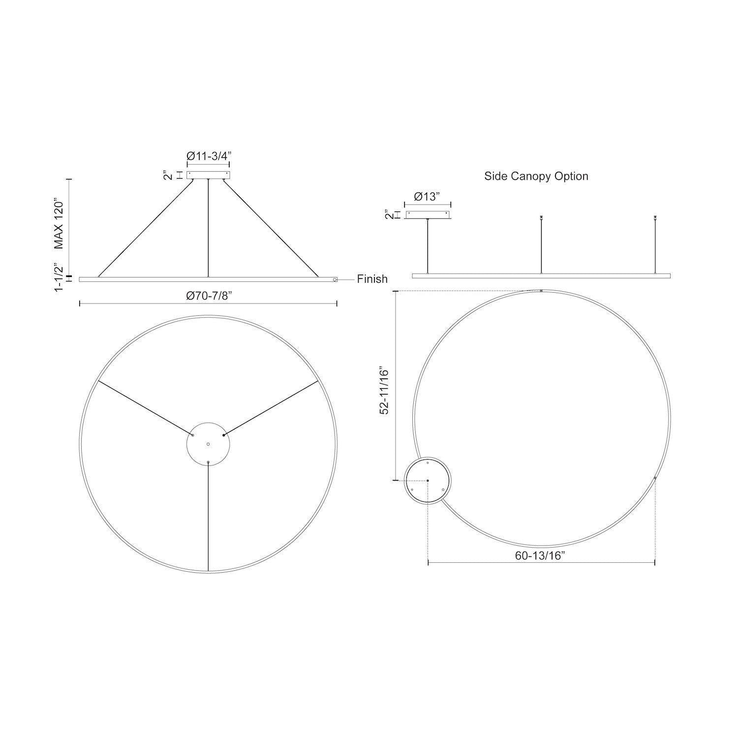 Cerchio 72-in Brushed Gold LED Pendant