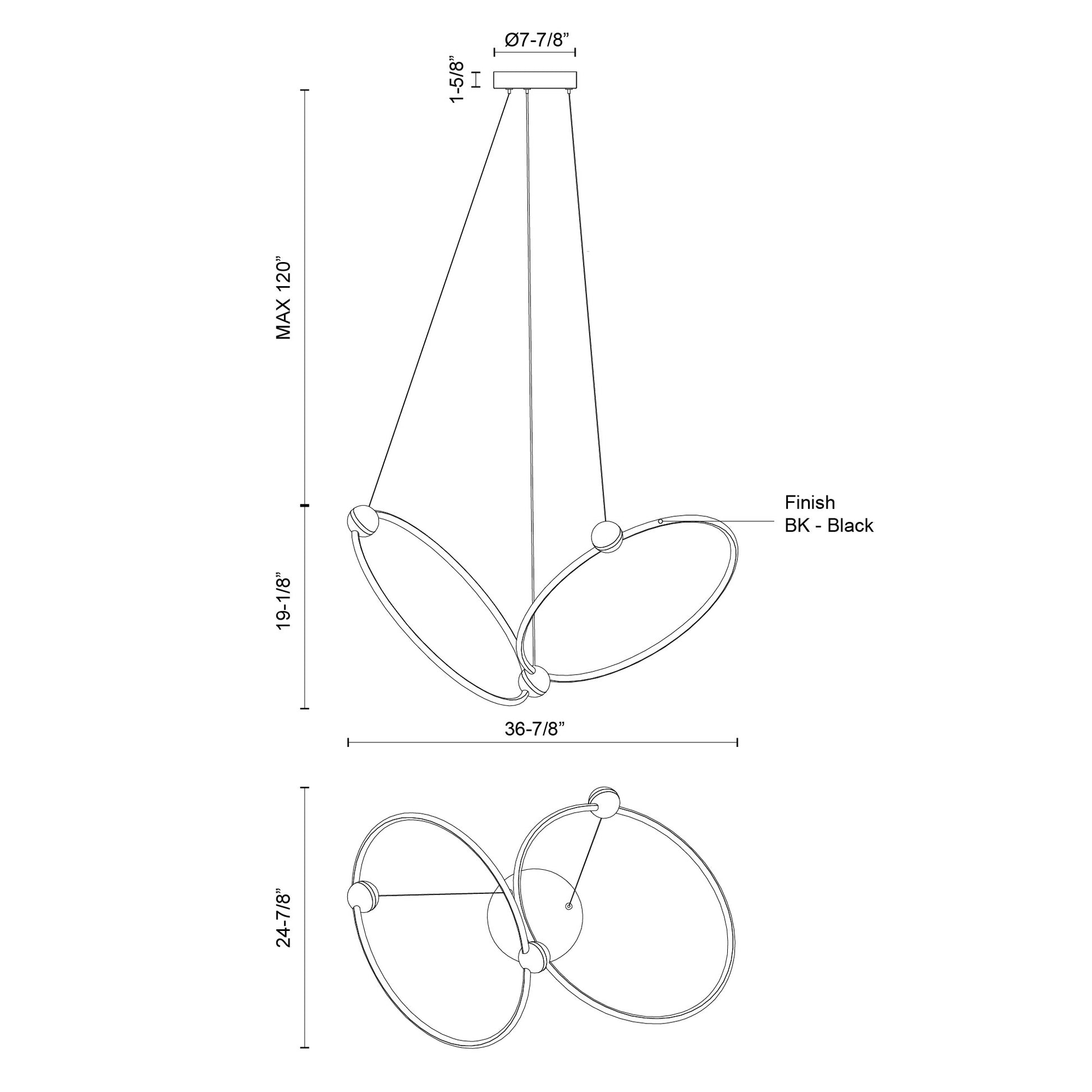 Isho 2 Head Black LED Chandelier