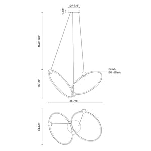 Isho 2 Head Black LED Chandelier