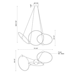 Isho 3 Head Black LED Chandelier