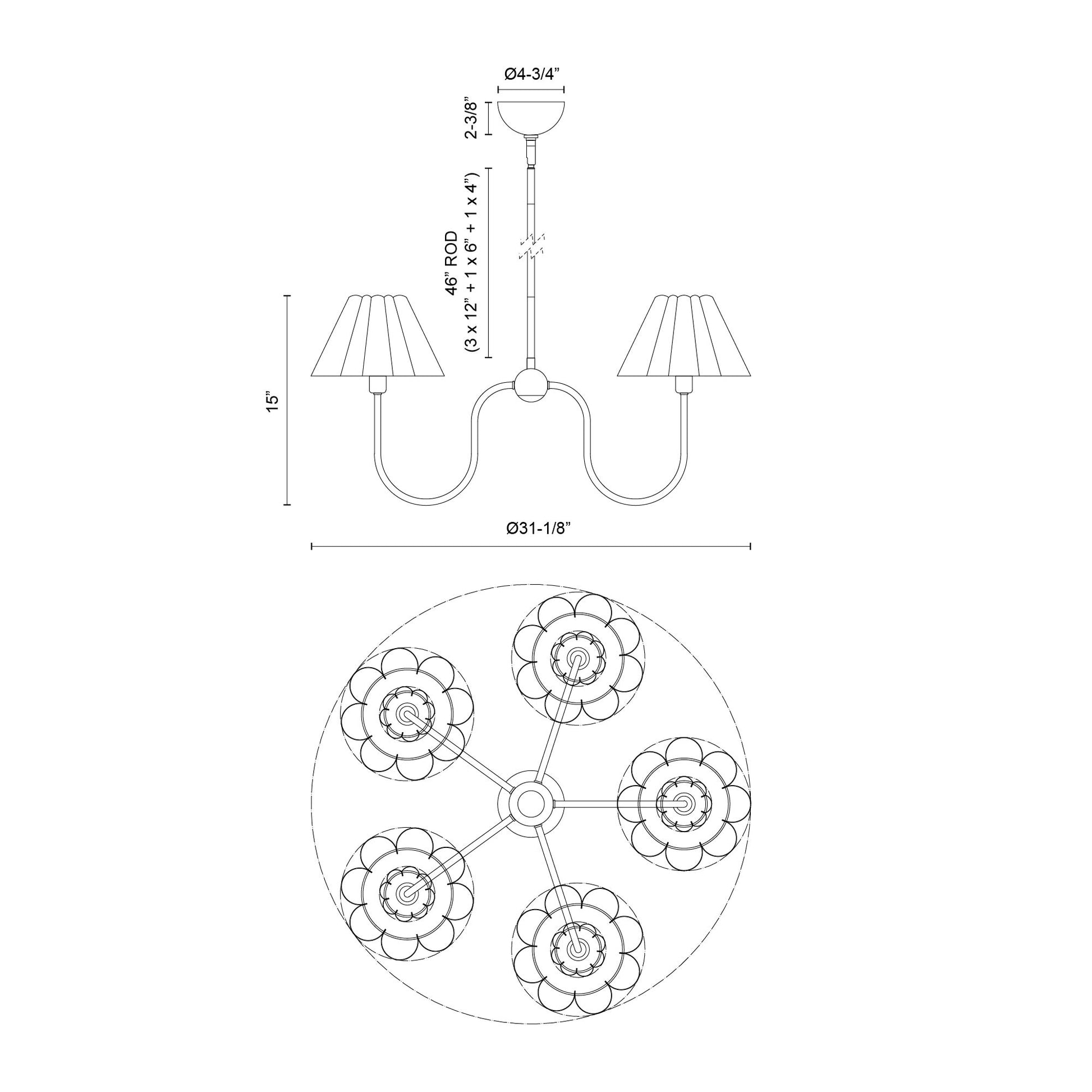 Rosemary 31-in Chandelier