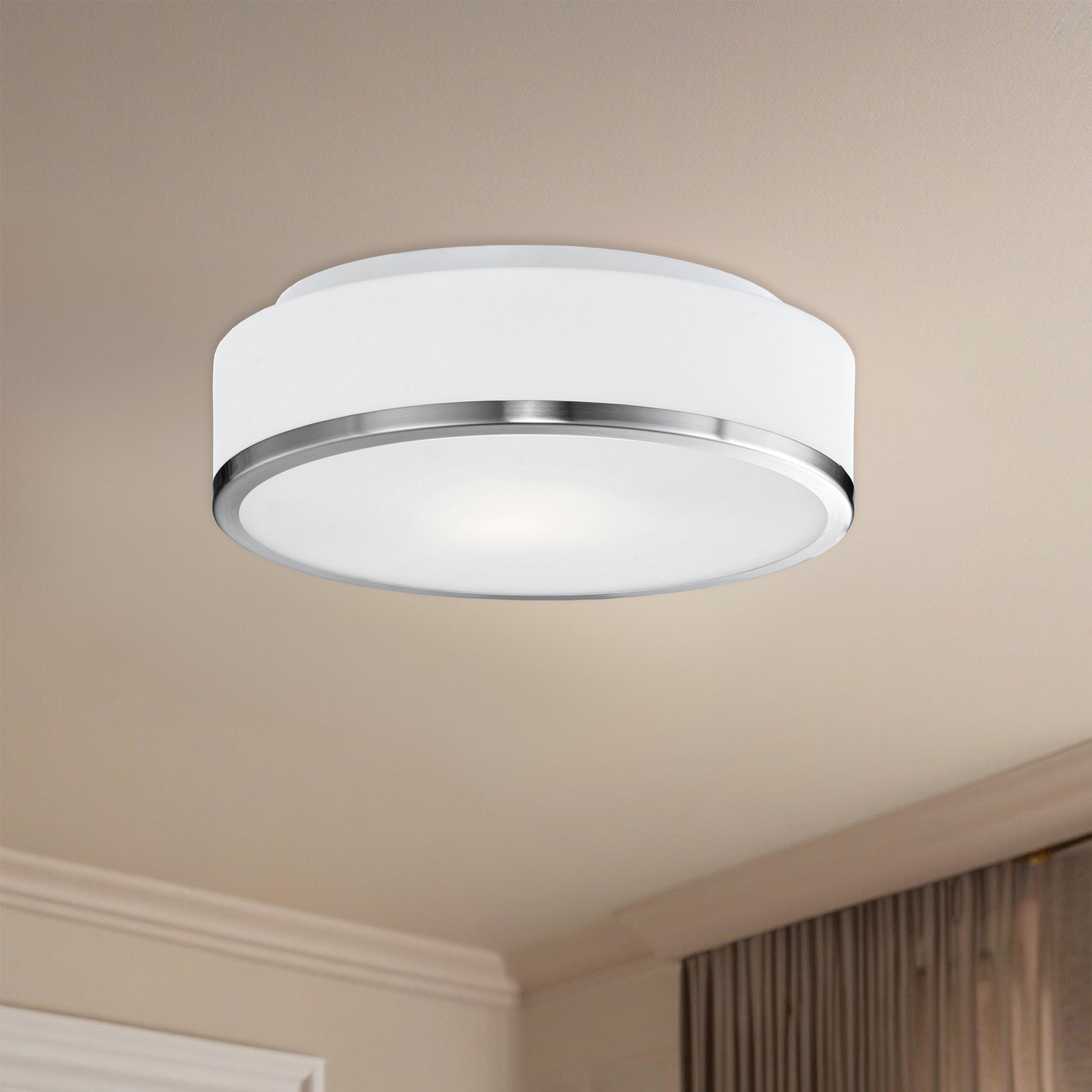 Charlie 12-in Brushed Nickel 2 Lights Flush Mount