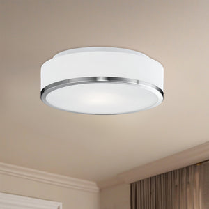 Charlie 12-in Brushed Nickel 2 Lights Flush Mount