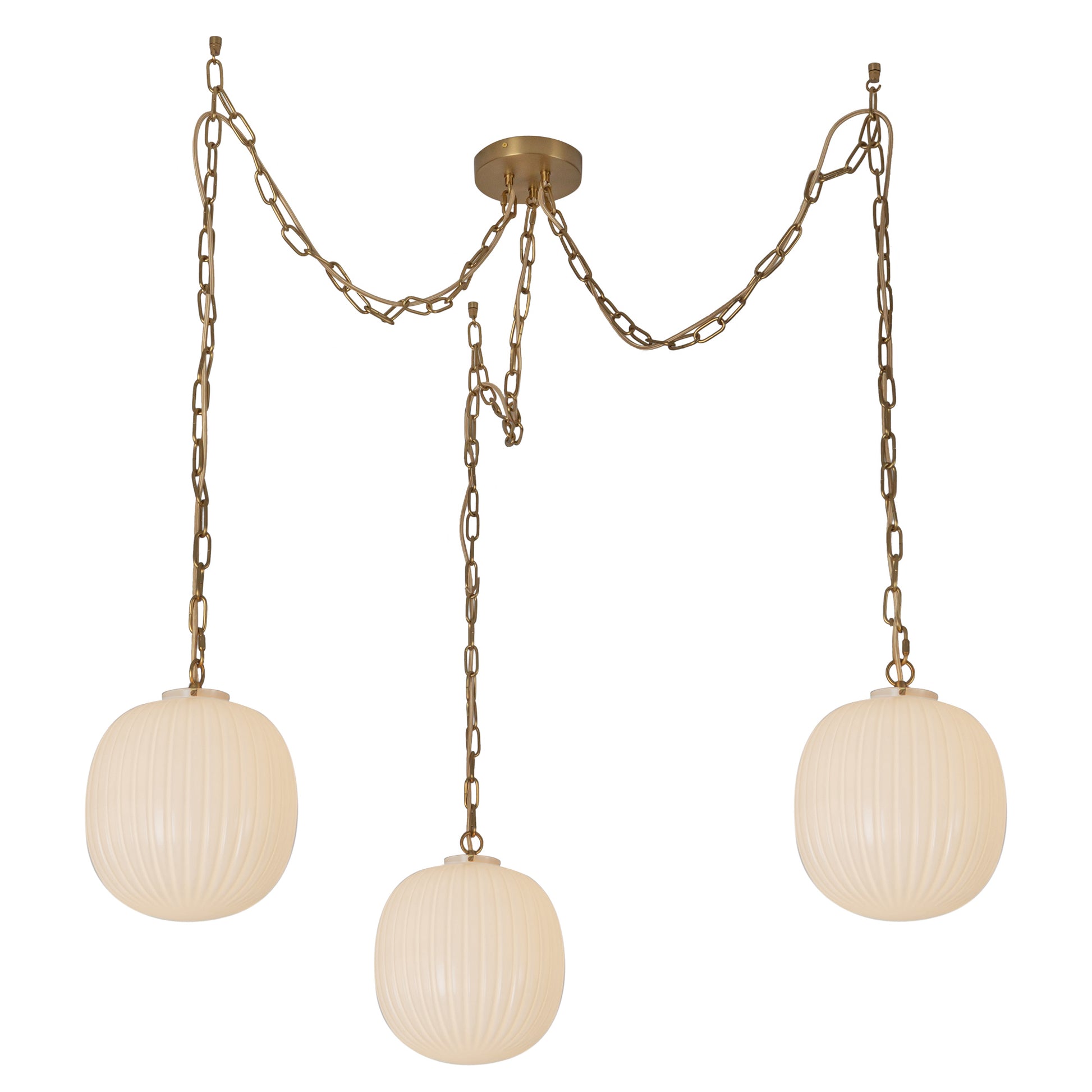 Cherise 3-Light Matte Black/Glossy Ribbed Opal Glass Socket Multi Pendant