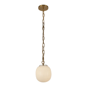 Cherise 7-in Matte Black/Glossy Ribbed Opal Glass Socket Pendant