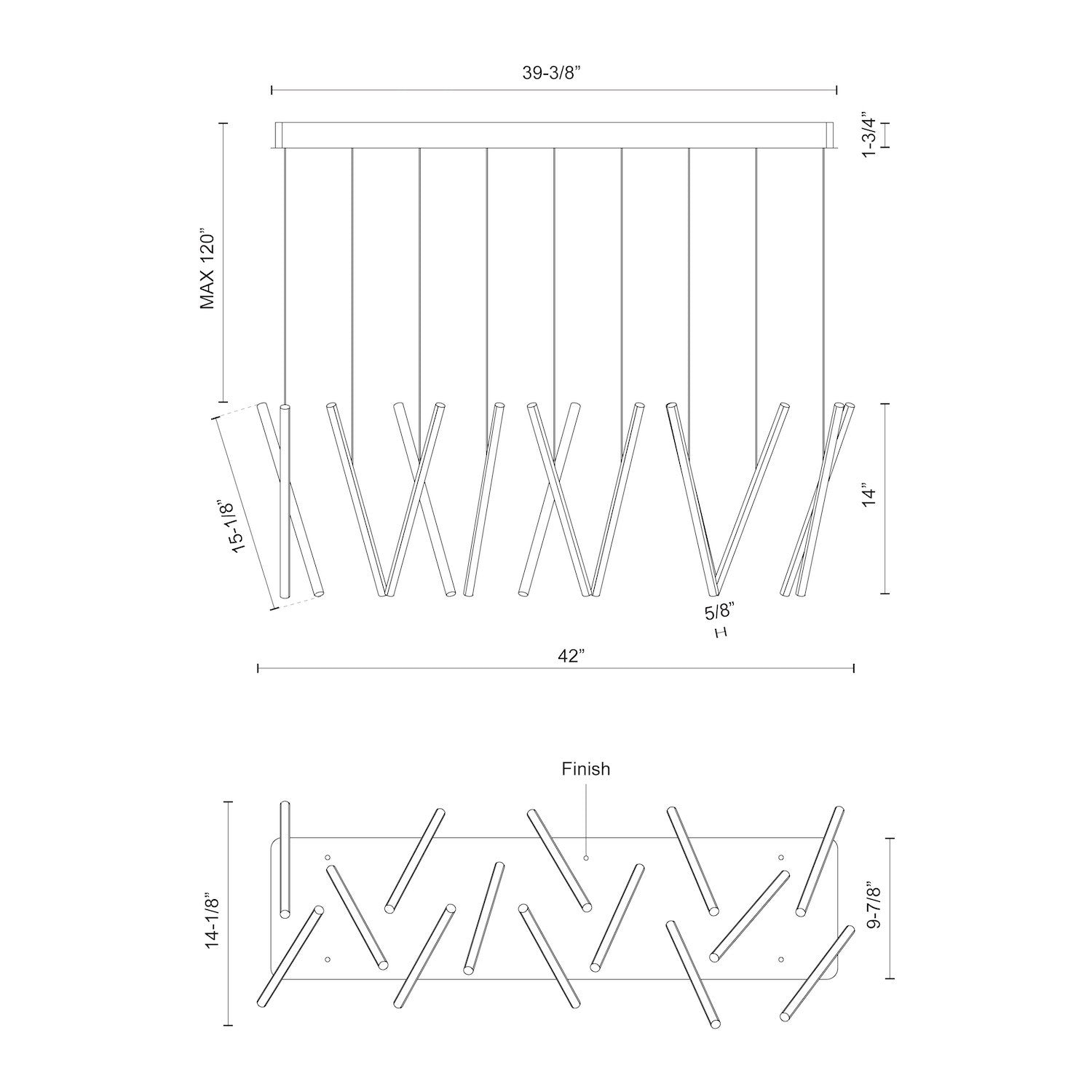 Chute 40-in Black LED Linear Pendant
