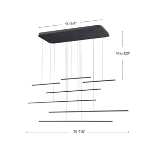 Chute Motion 70-in Black LED Multi Pendant