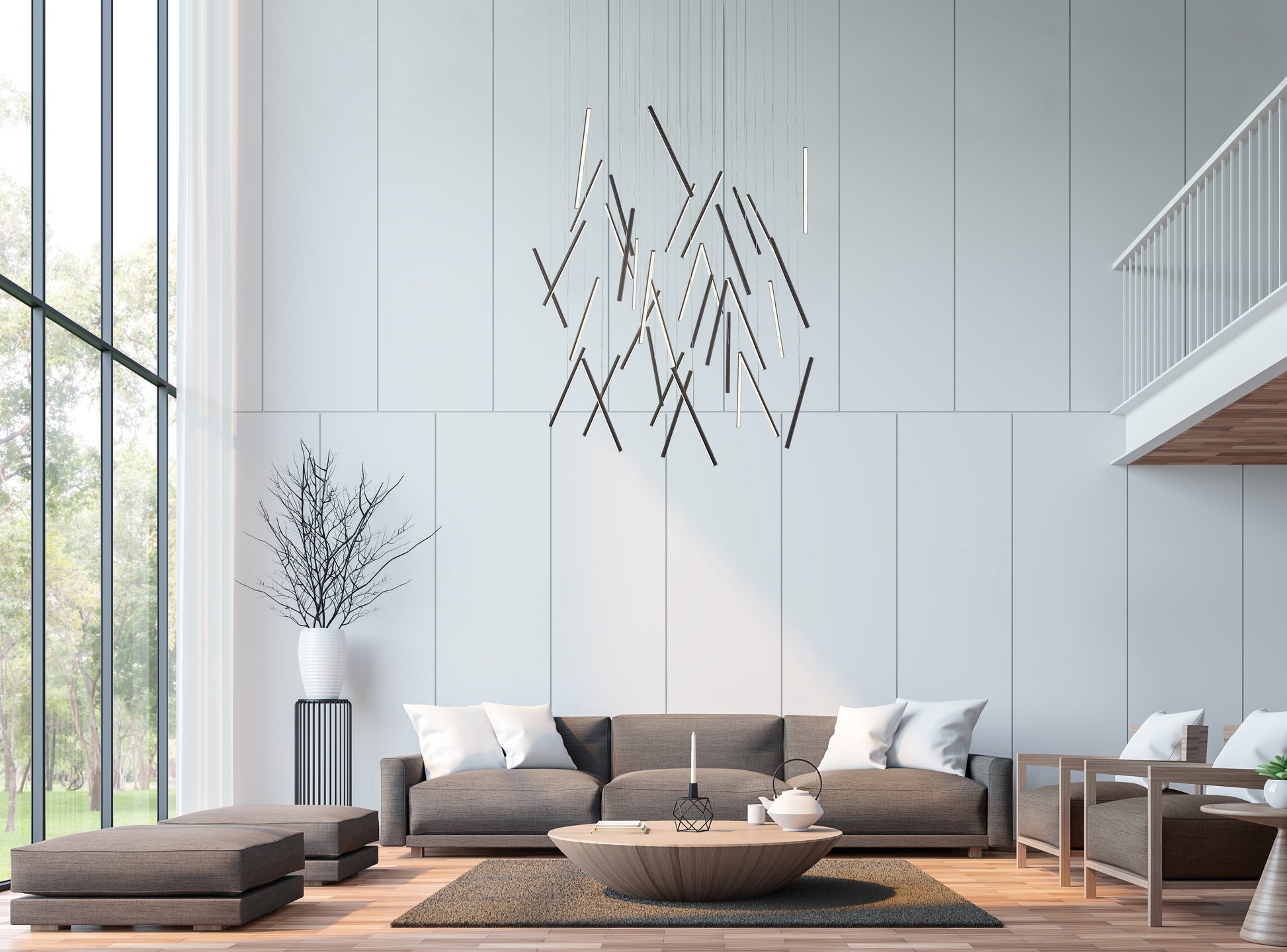 Chute 50-in Black LED Multi Pendant