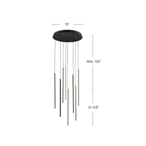 Chute 8 Head Black LED Multi Pendant