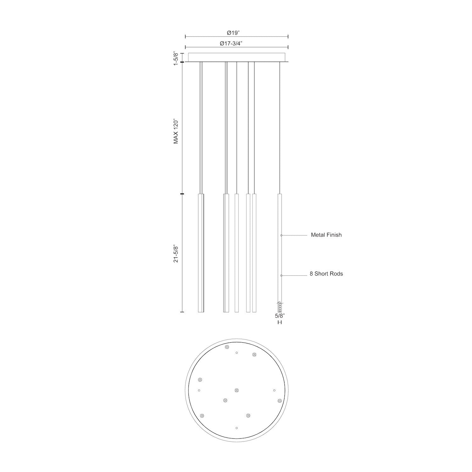 Chute 8 Head Black LED Multi Pendant