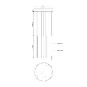 Chute 8 Head Black LED Multi Pendant