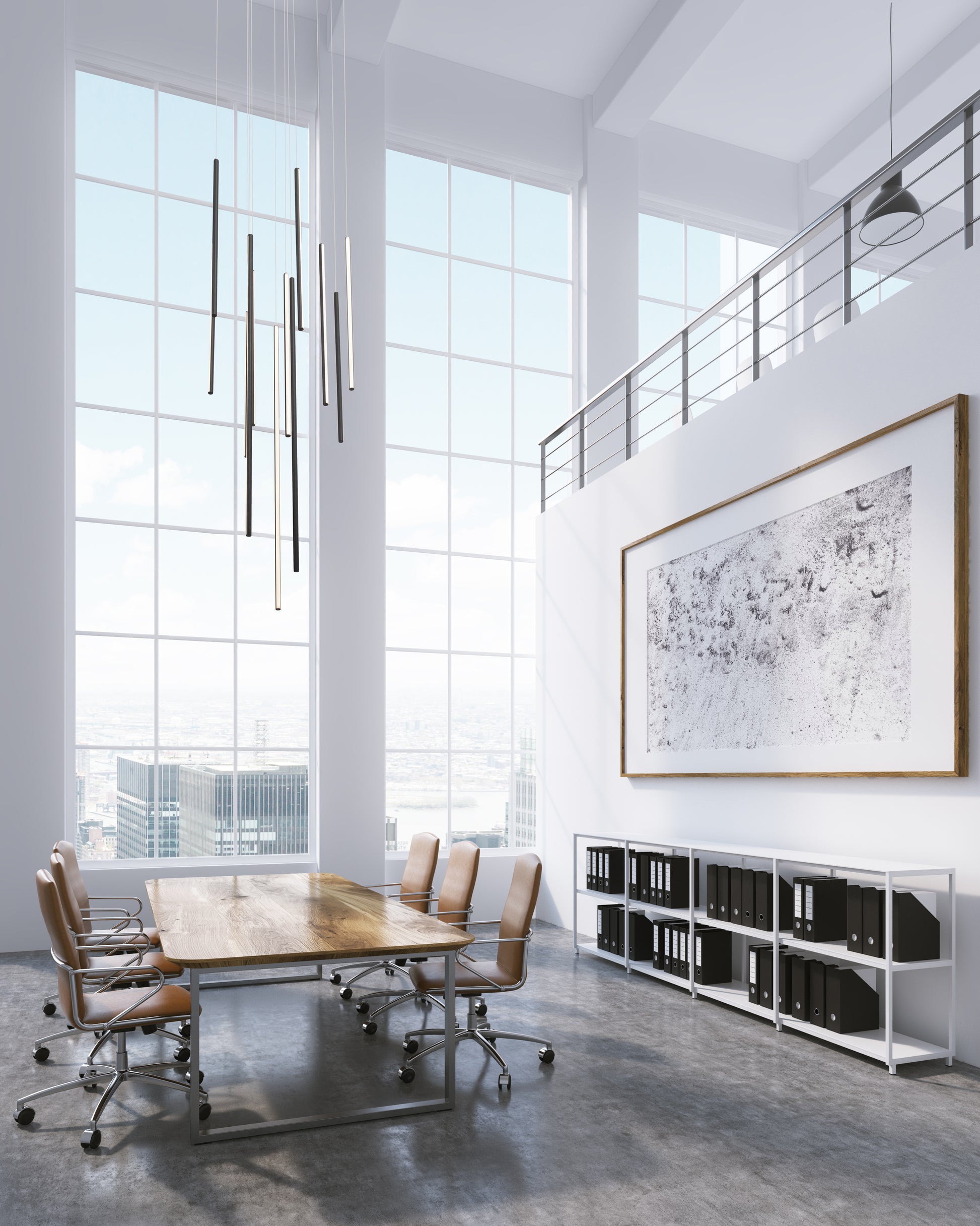 Chute 12 Head Black LED Multi Pendant