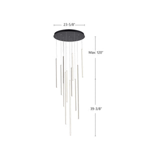 Chute 12 Head Black LED Multi Pendant
