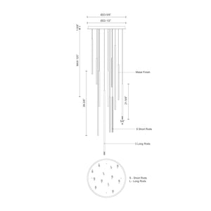 Chute 12 Head Black LED Multi Pendant