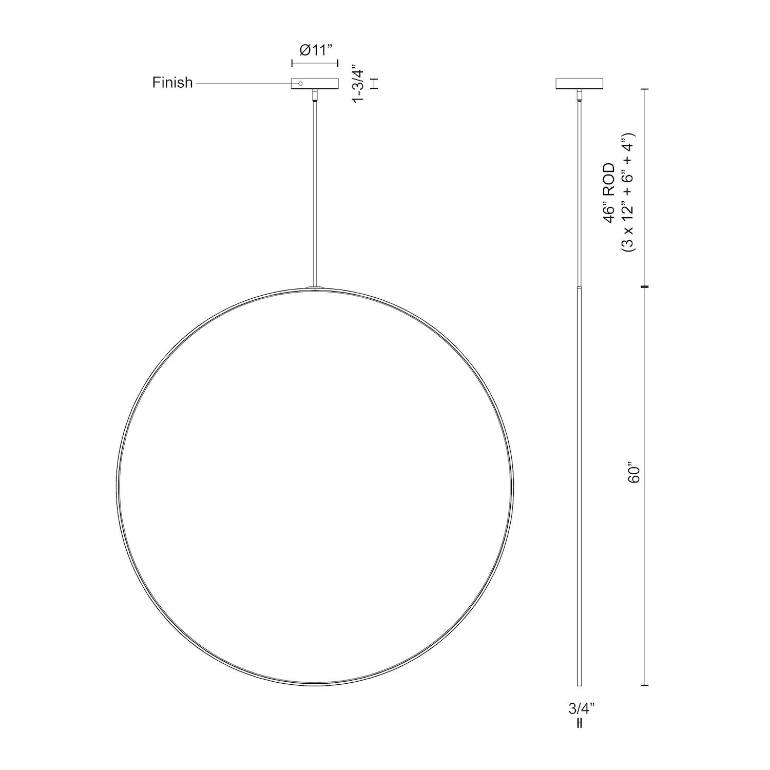 Cirque 60-in Black LED Pendant