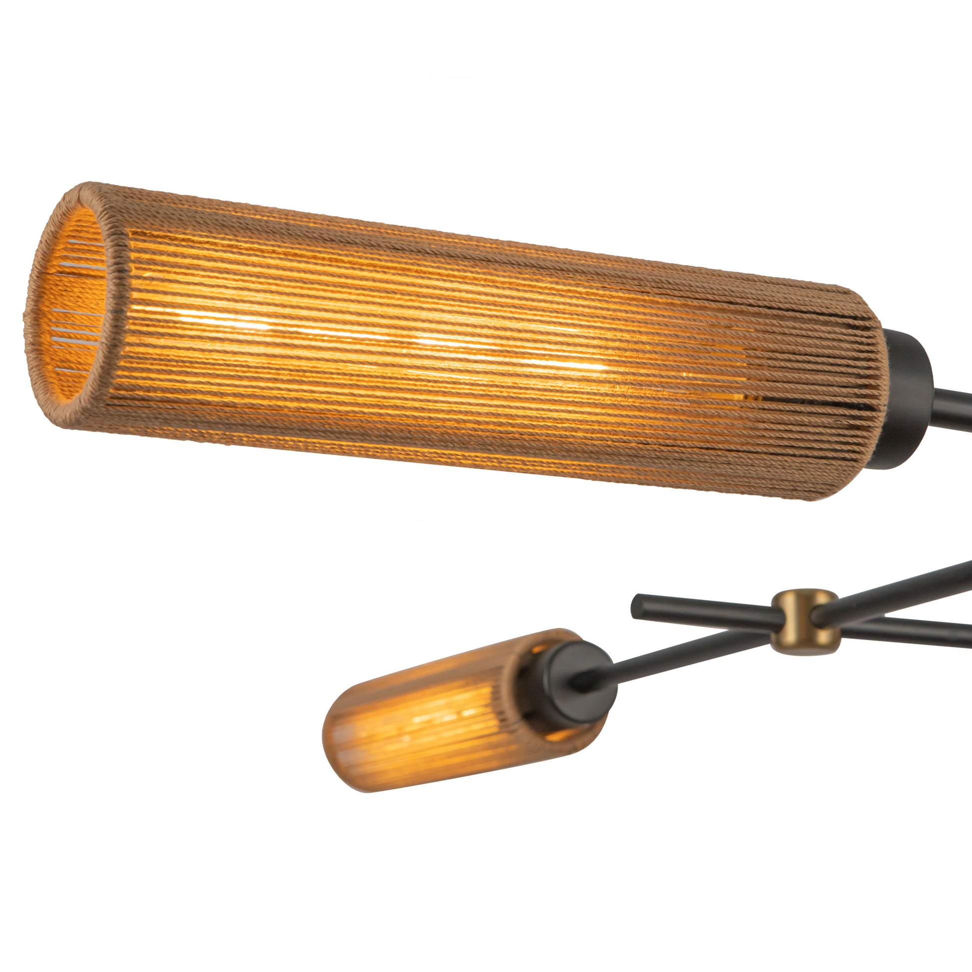 Colby 52-in Matte Black/Tan Jute Socket Linear Pendant