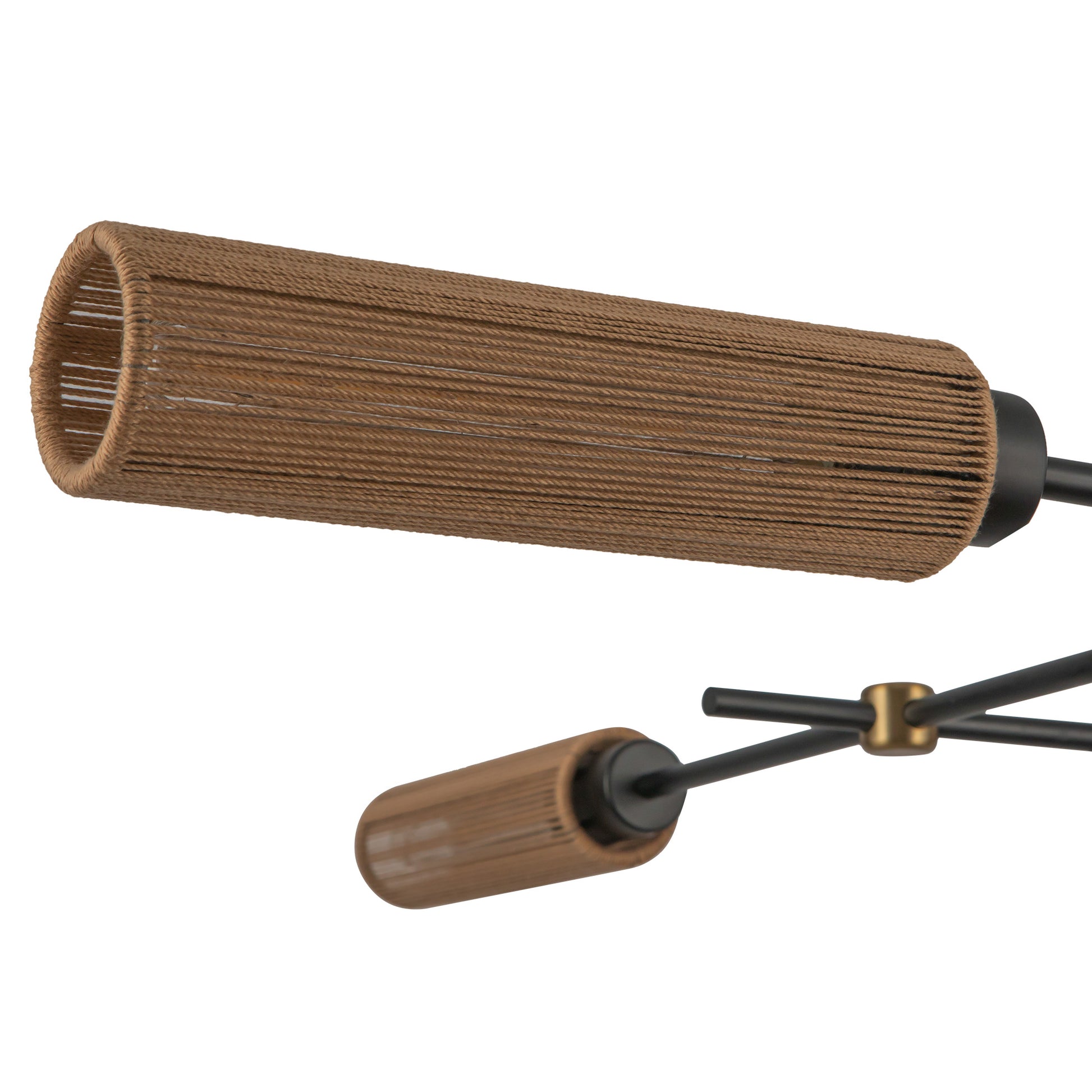 Colby 52-in Matte Black/Tan Jute Socket Linear Pendant