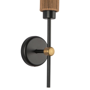 Colby 20-in Matte Black/Tan Jute Socket Wall/Vanity Light
