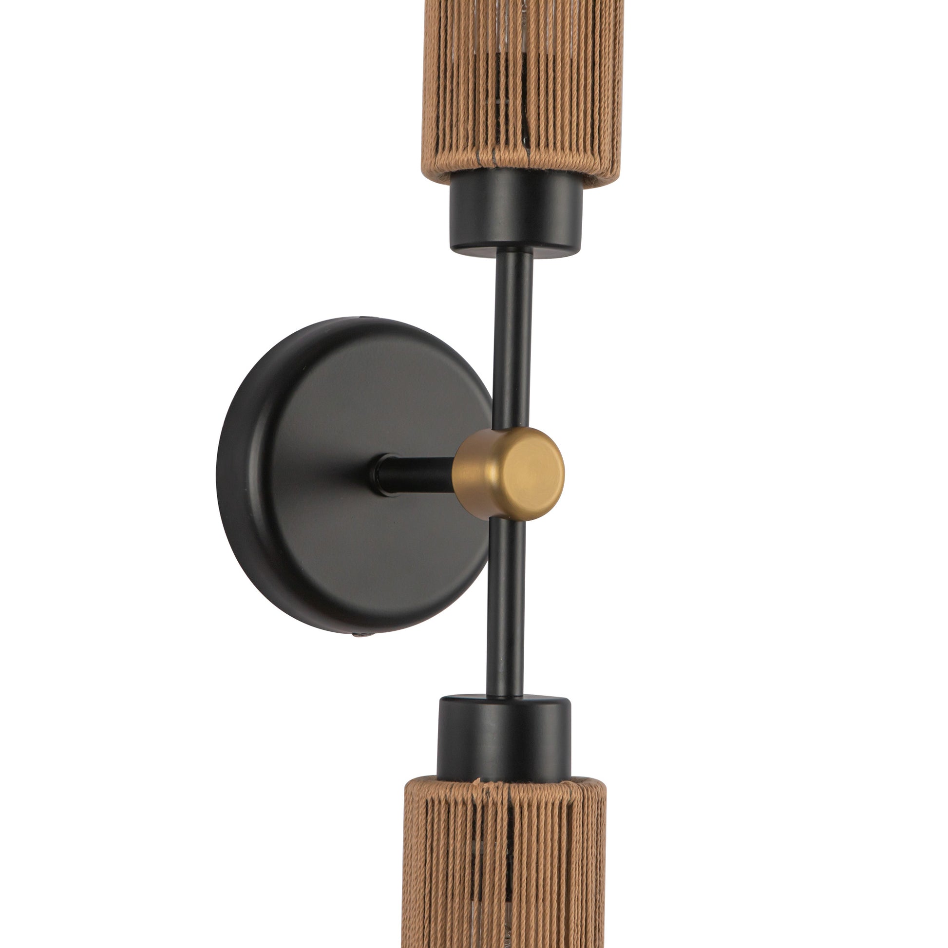 Colby 23-in Matte Black/Tan Jute Socket Wall/Vanity Light