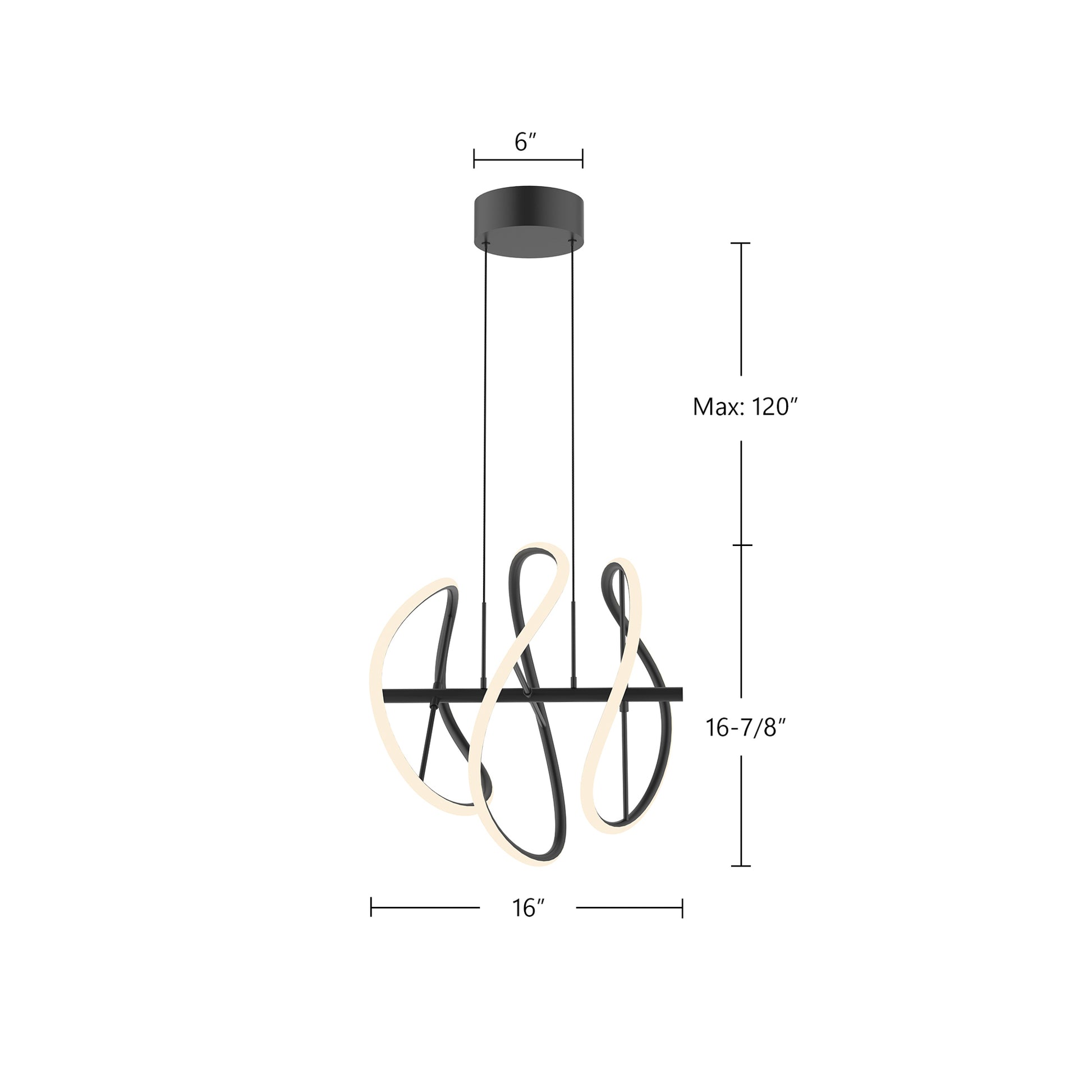 Collide 16-in Black LED Pendant