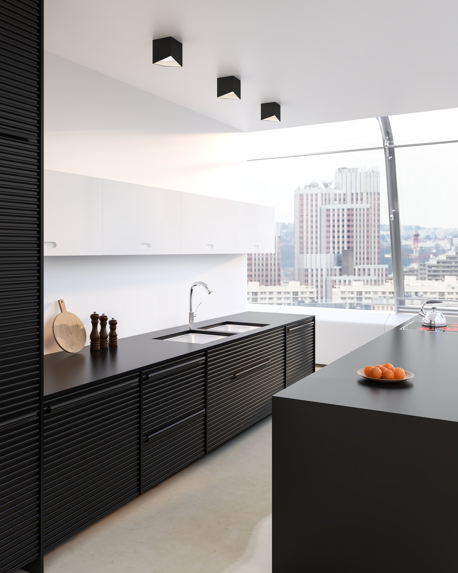 Cubix 5-in Black/White LED Flush Mount