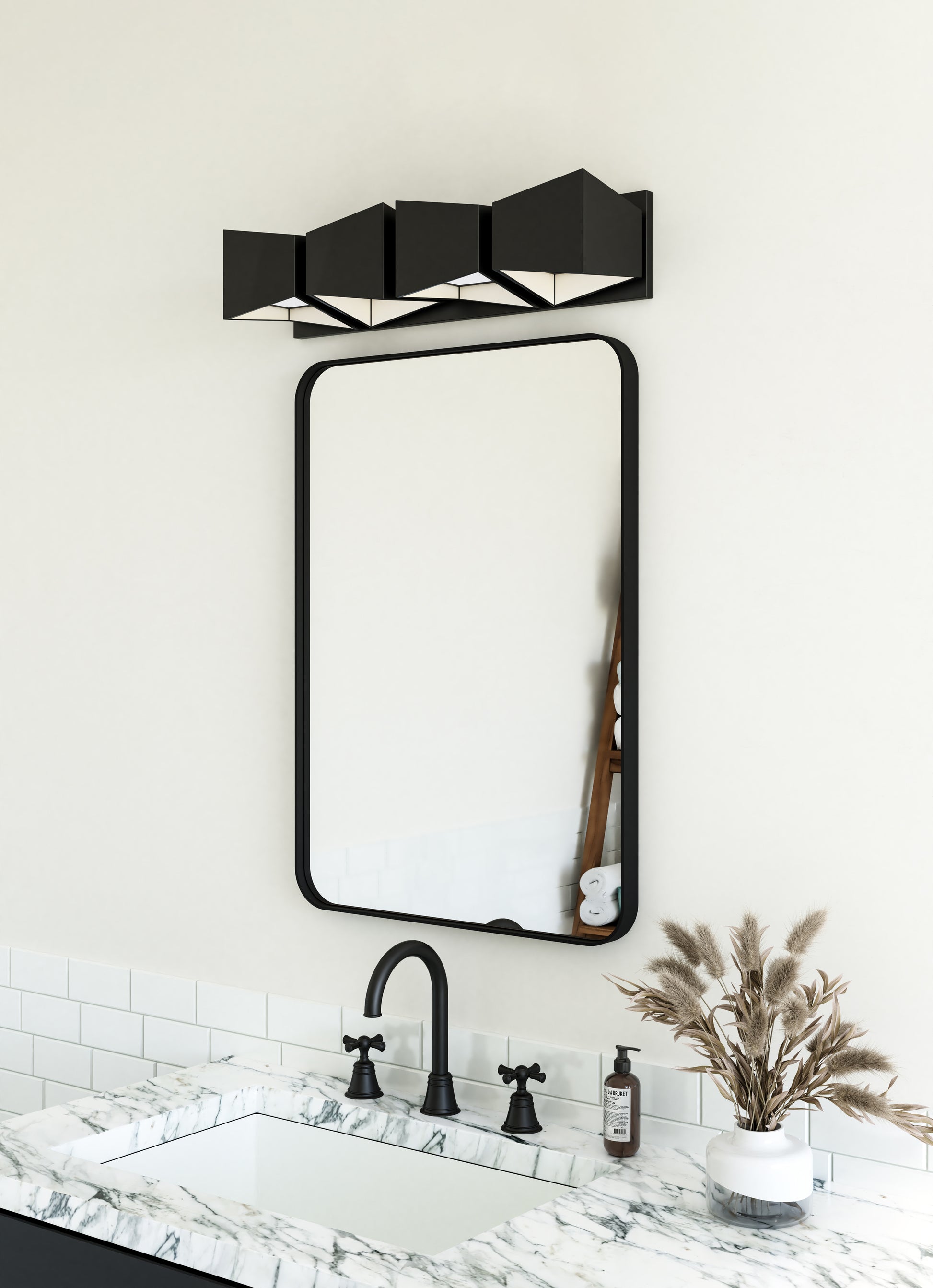 Cubix 24-in Black/White LED Vanity