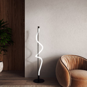 Cursive 12-in Black LED Floor Lamp