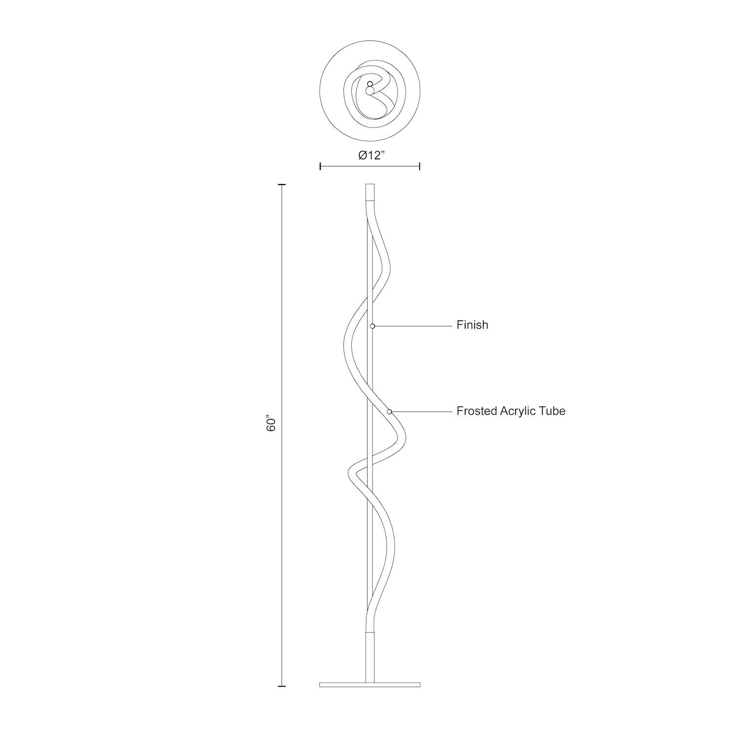 Cursive 12-in Black LED Floor Lamp