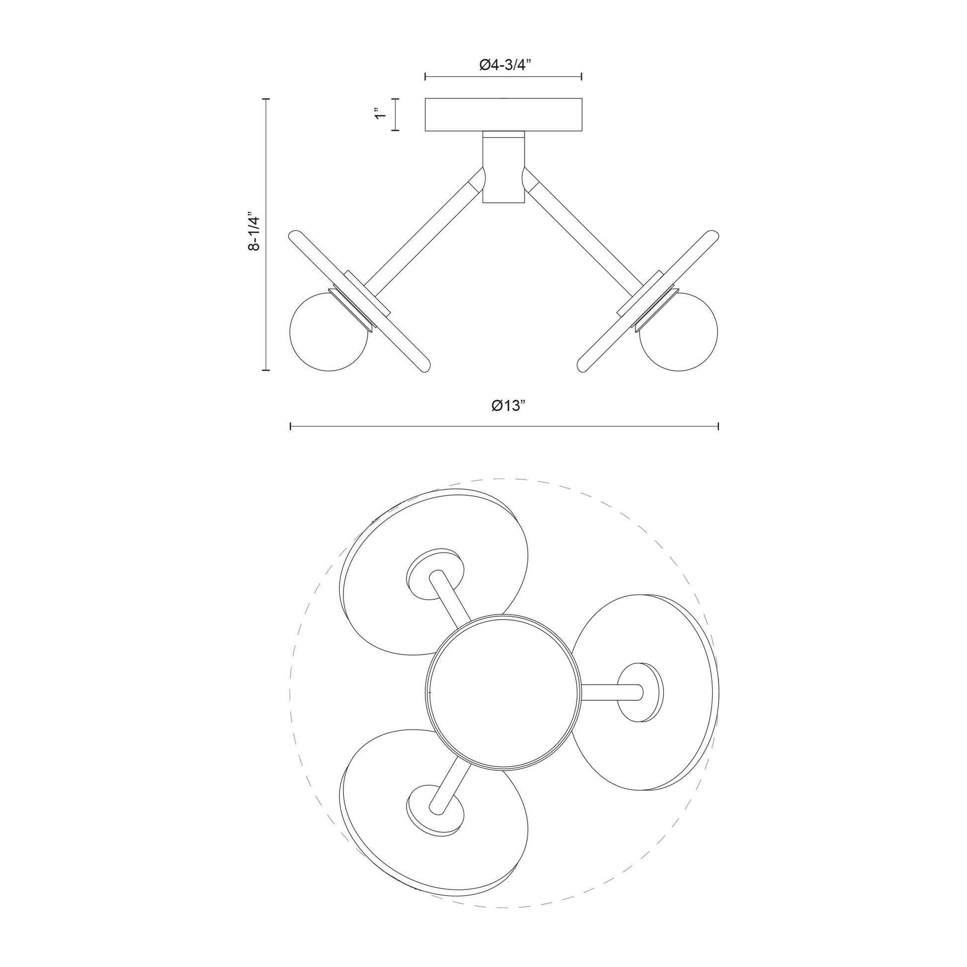 Dahlia 13-in Flush Mount