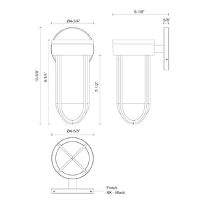 Davy 9-in Black LED Exterior Wall Sconce
