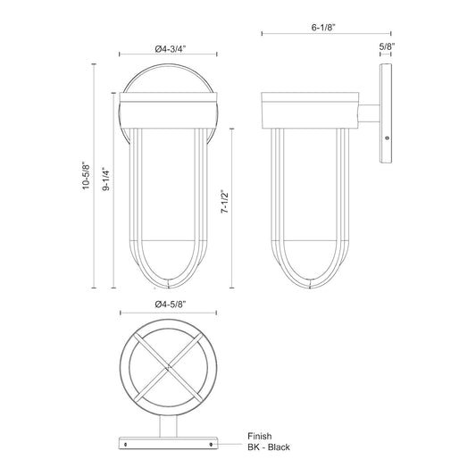 Davy 9-in Black LED Exterior Wall Sconce