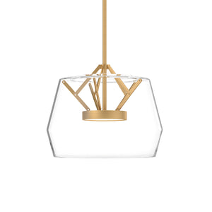 Deco 12-in Clear/Brushed Gold LED Pendant
