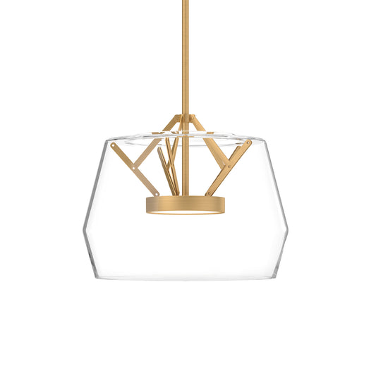 Deco 12-in Clear/Brushed Gold LED Pendant