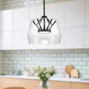 Deco 12-in Clear/Brushed Gold LED Pendant