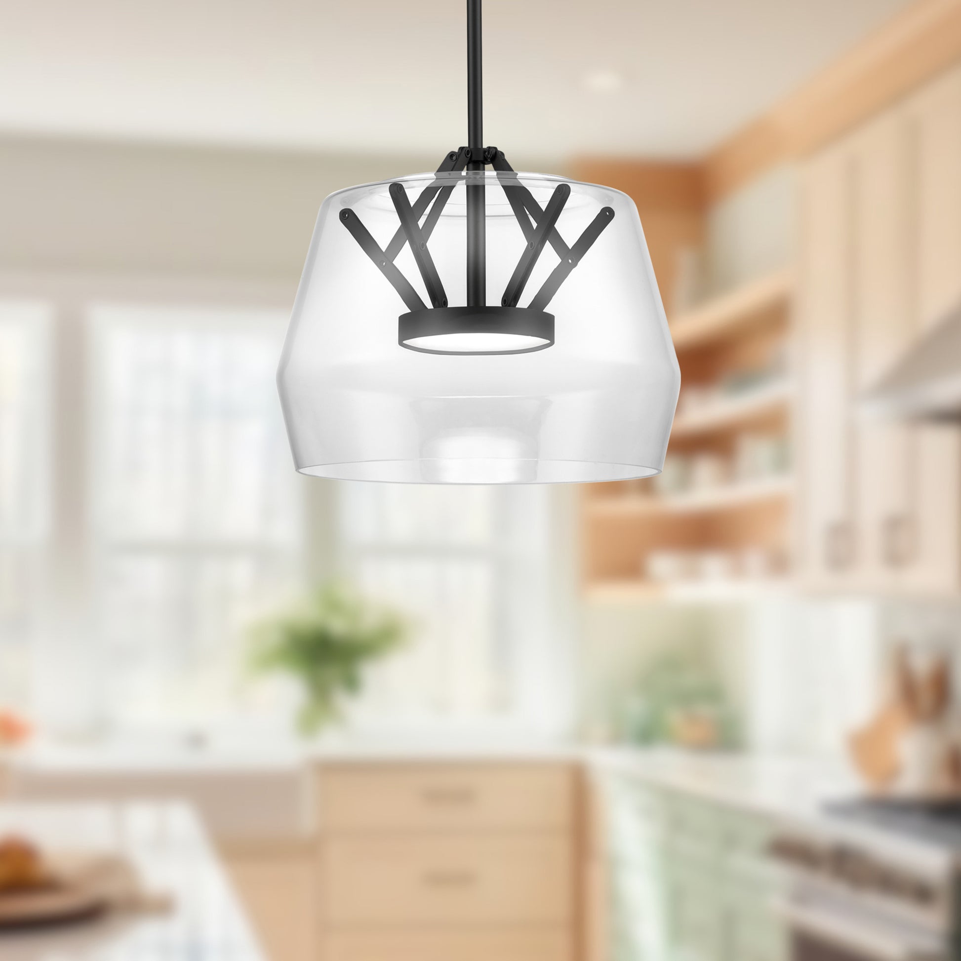 Deco 18-in Clear/Brushed Gold LED Pendant
