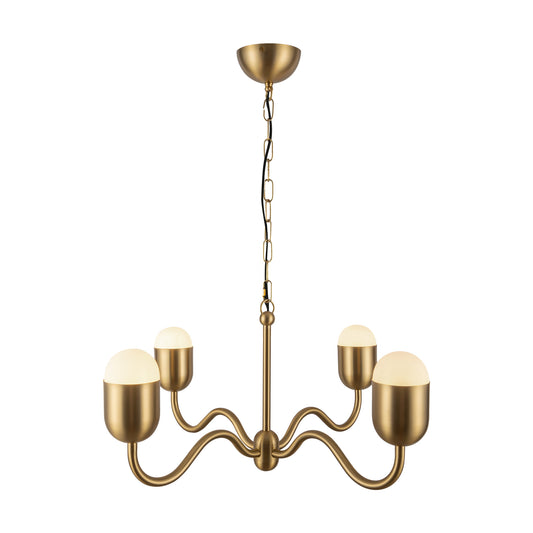 Effie 27-in Matte Black/Opal Glass Socket Chandelier