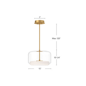 Enkel 15-in Clear/Brushed Gold LED Pendant