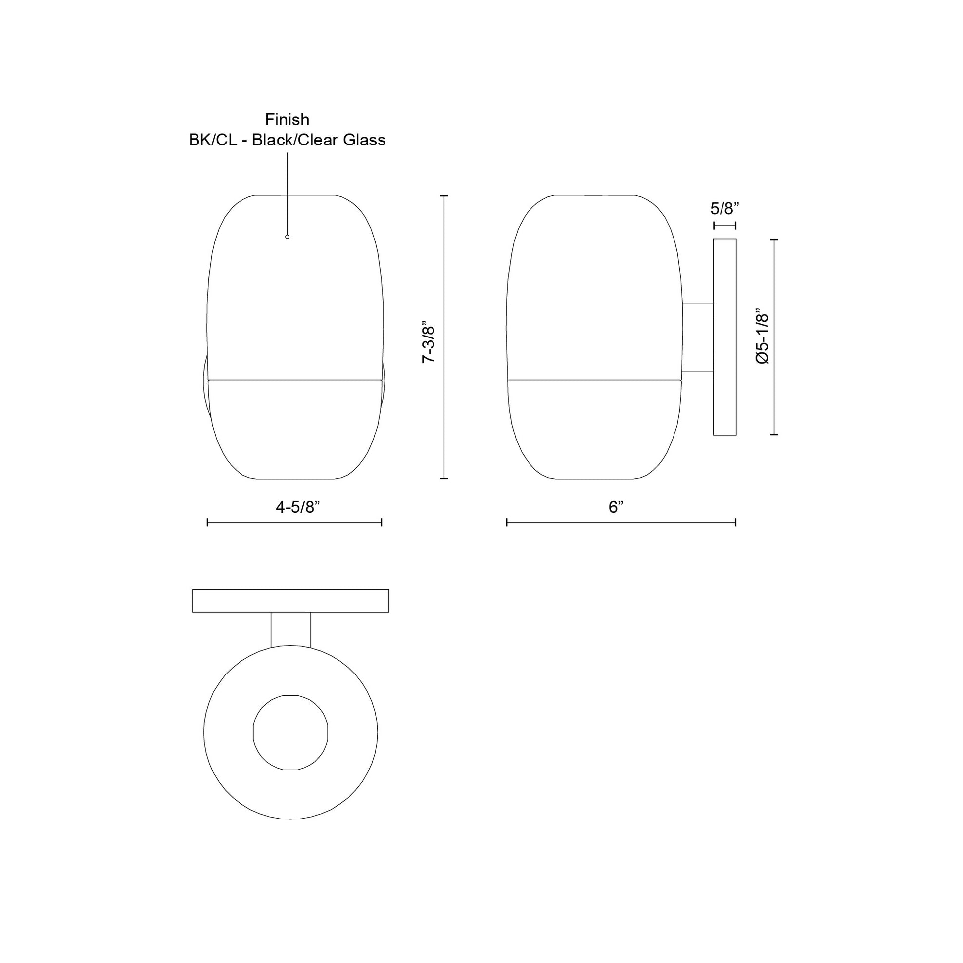 Yara 4-in Black/Clear Glass LED Exterior Wall