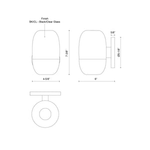 Yara 4-in Black/Clear Glass LED Exterior Wall