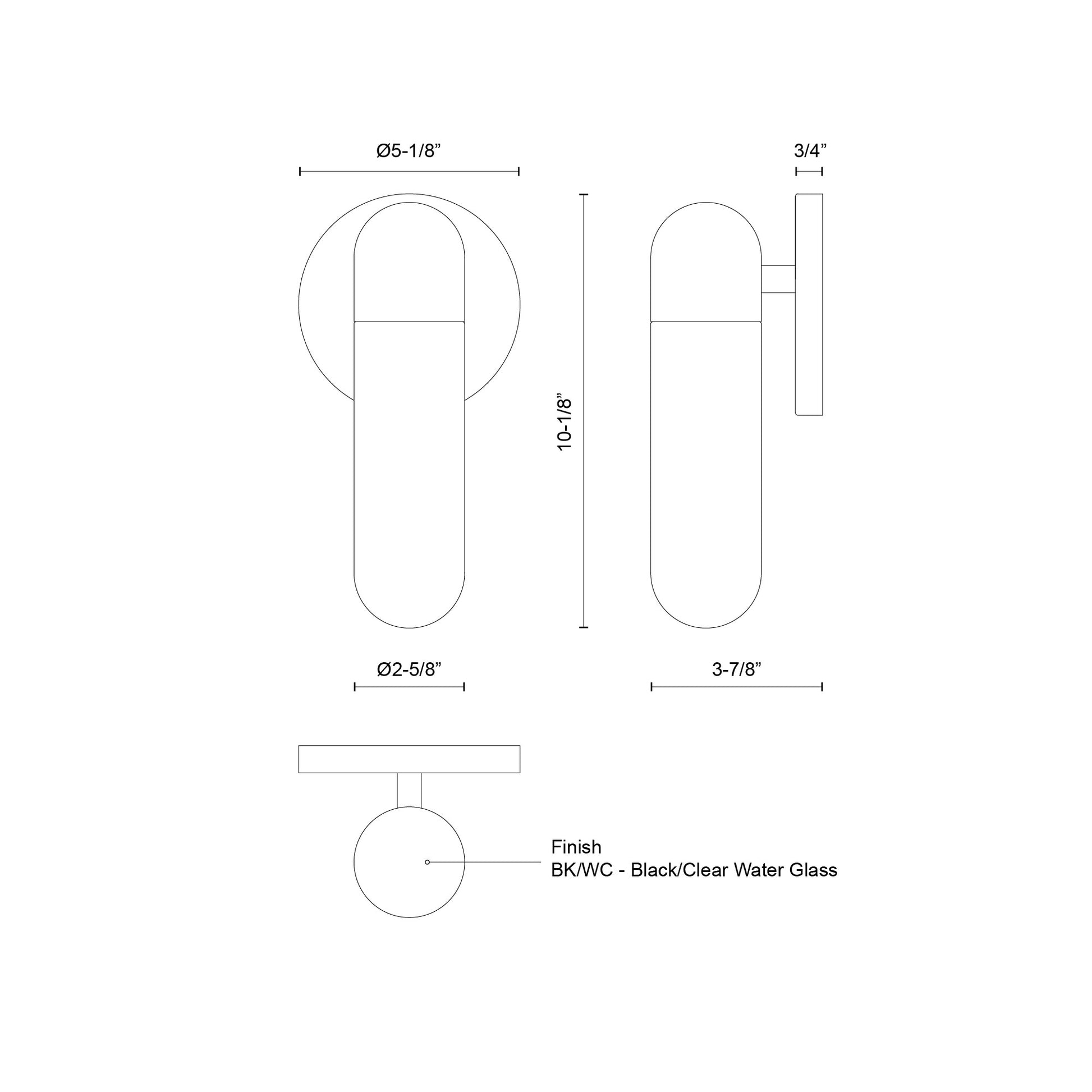 Lima 10-in Black/Clear Water Glass 1 Light Exterior Wall